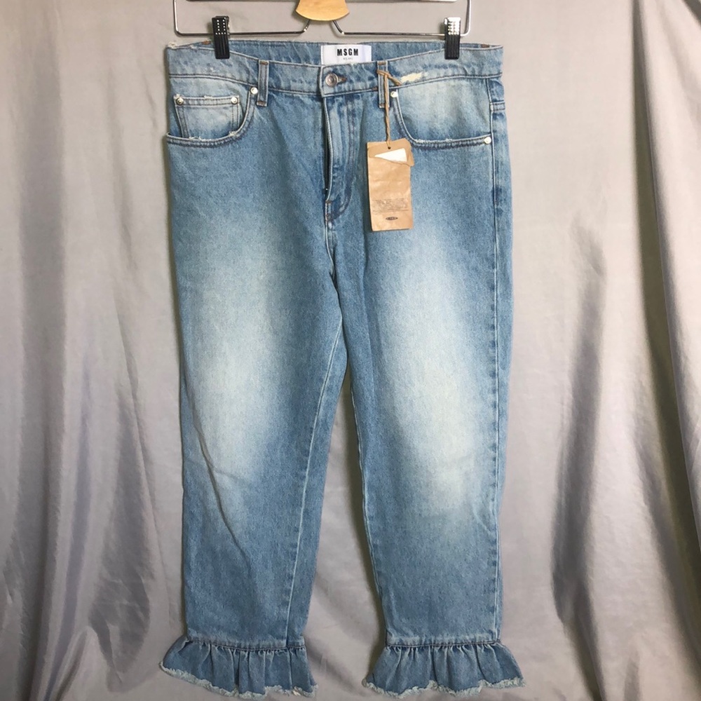 MSGM Milano Distressed Bottom Jeans.